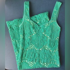 Intimately FP Teal Turquoise Green Scalloped Lace Bodycon Slip Dress